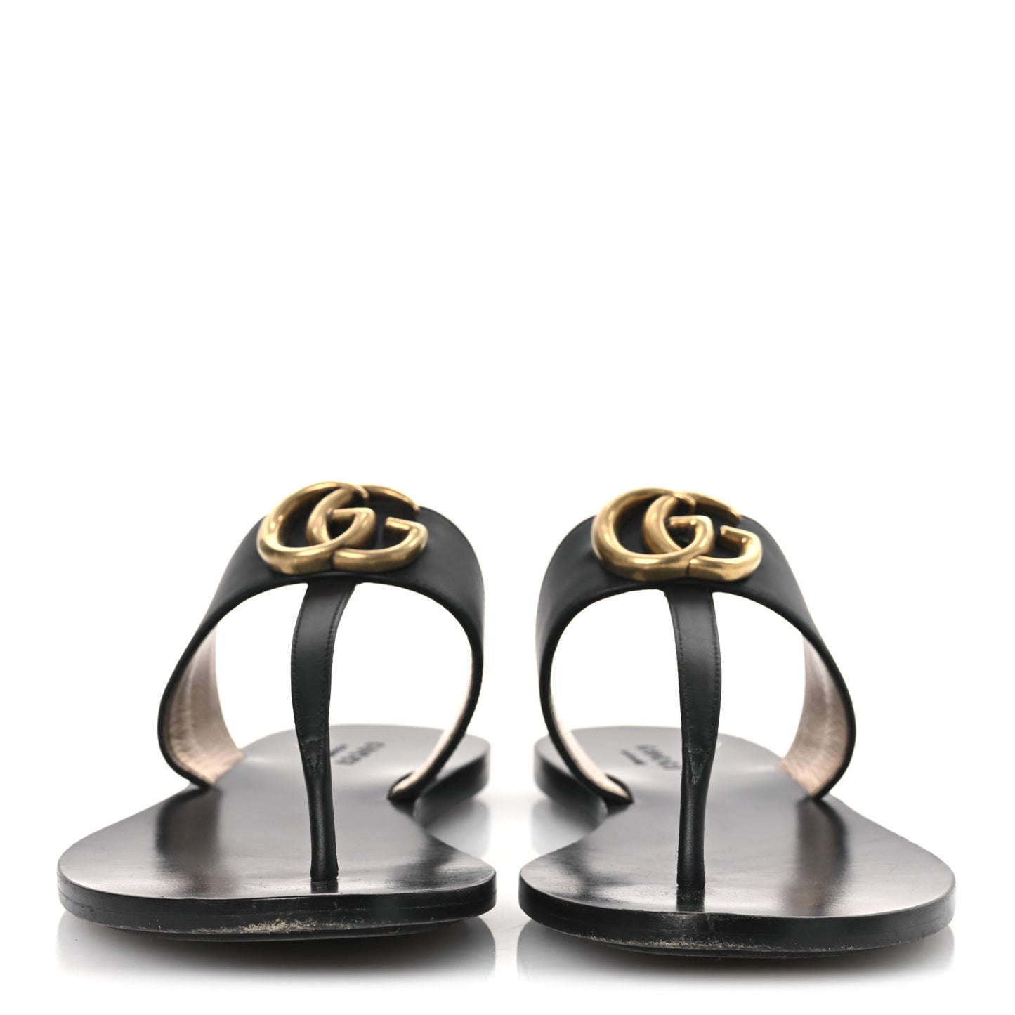 Calfskin GG Marmont Thong Sandals 36 Black