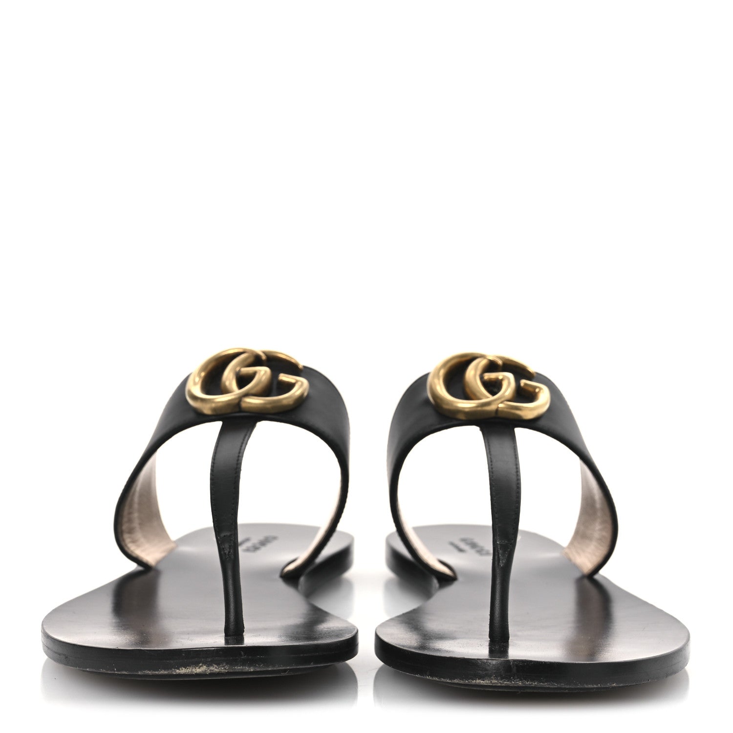 Gucci Calfskin GG Marmont Thong Sandals 36 Black 3 of 11