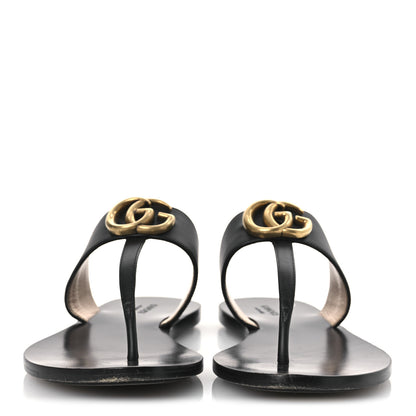 Gucci Calfskin GG Marmont Thong Sandals 36 Black 3 of 11