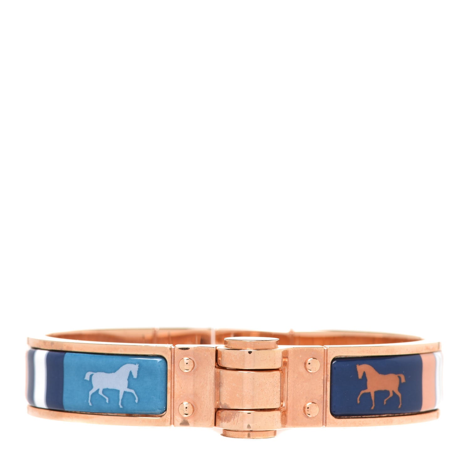 Hermes Enamel Printed Narrow Charniere Couvertures Nouvelles Hinged Bracelet S 1 of 6