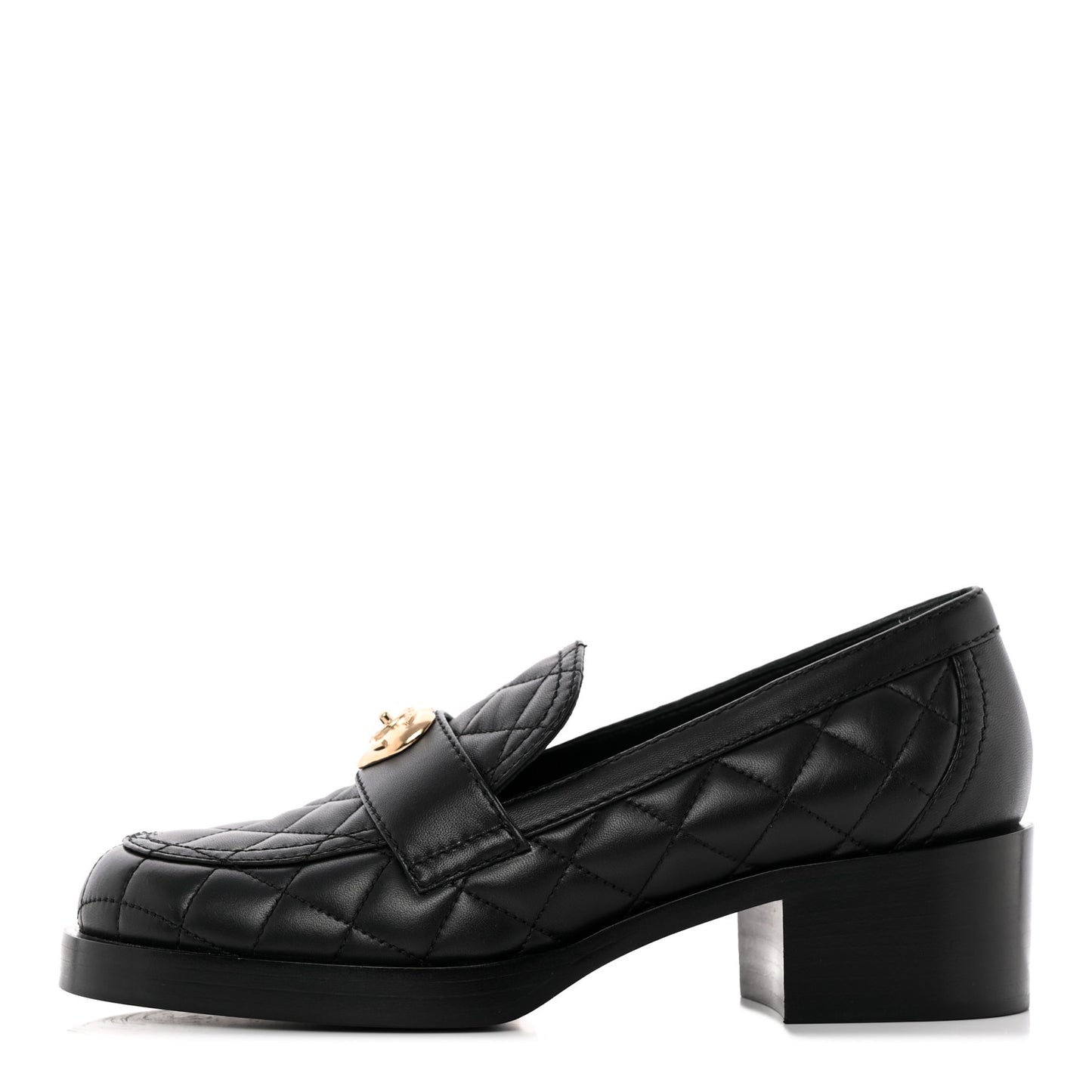 Lambskin Quilted CC Heart Loafers 38 Black
