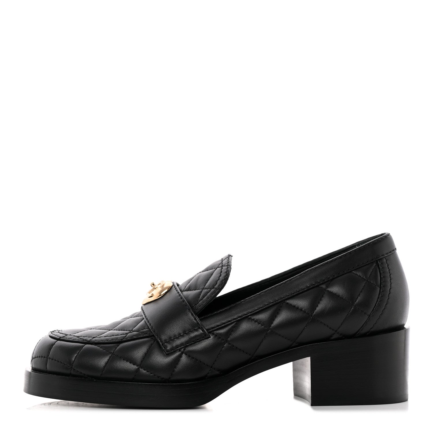 Chanel Lambskin Quilted CC Heart Loafers 38 Black 1 of 16