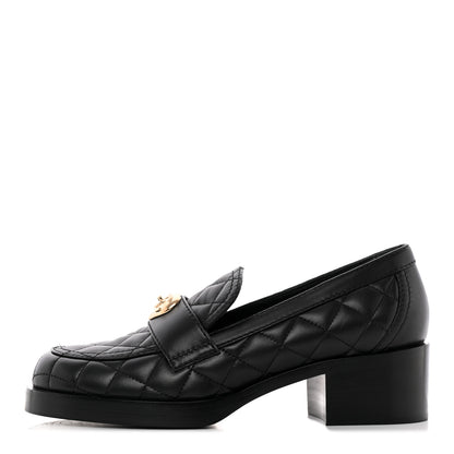 Chanel Lambskin Quilted CC Heart Loafers 38 Black 1 of 16