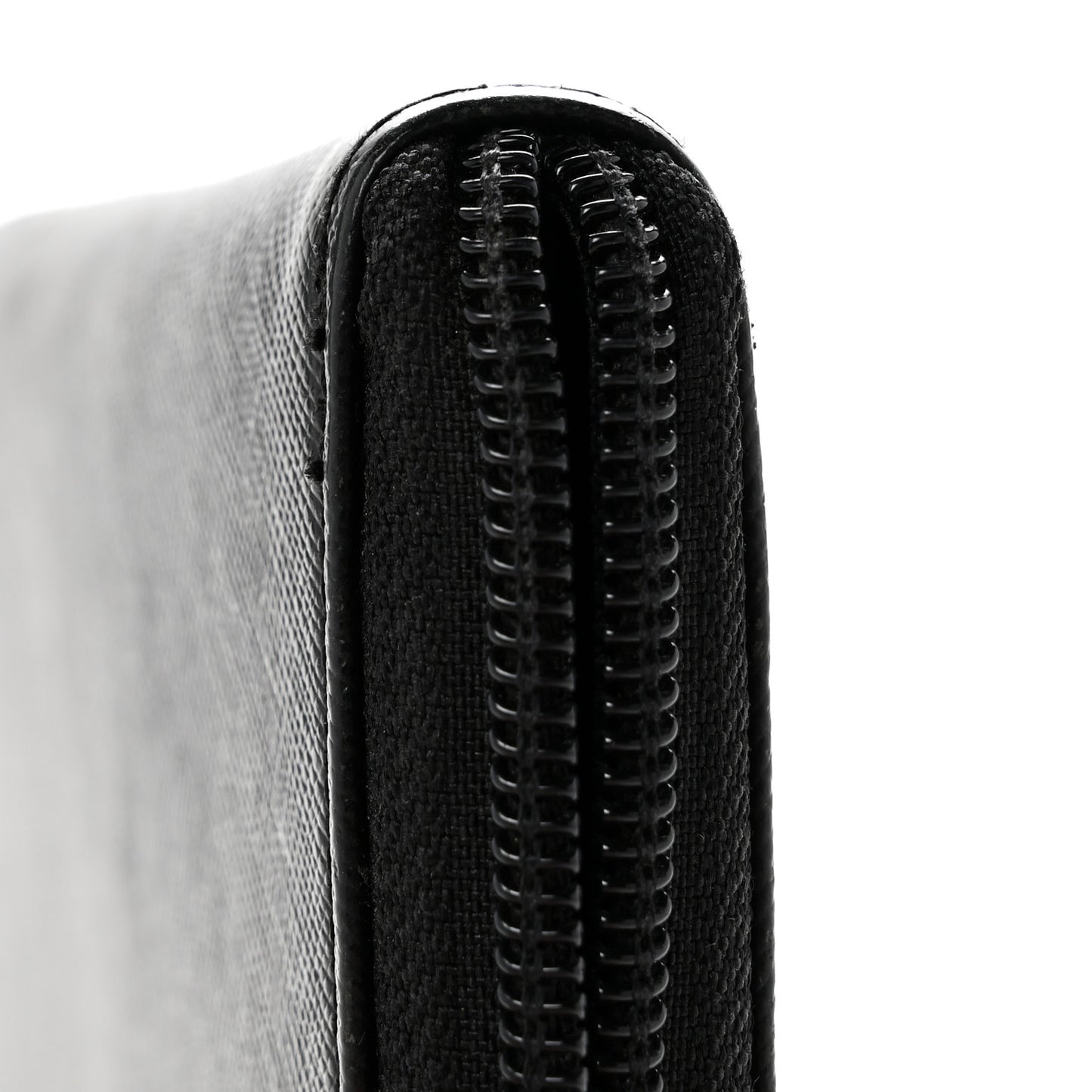 Saffiano Triangle Zip Around Wallet Black