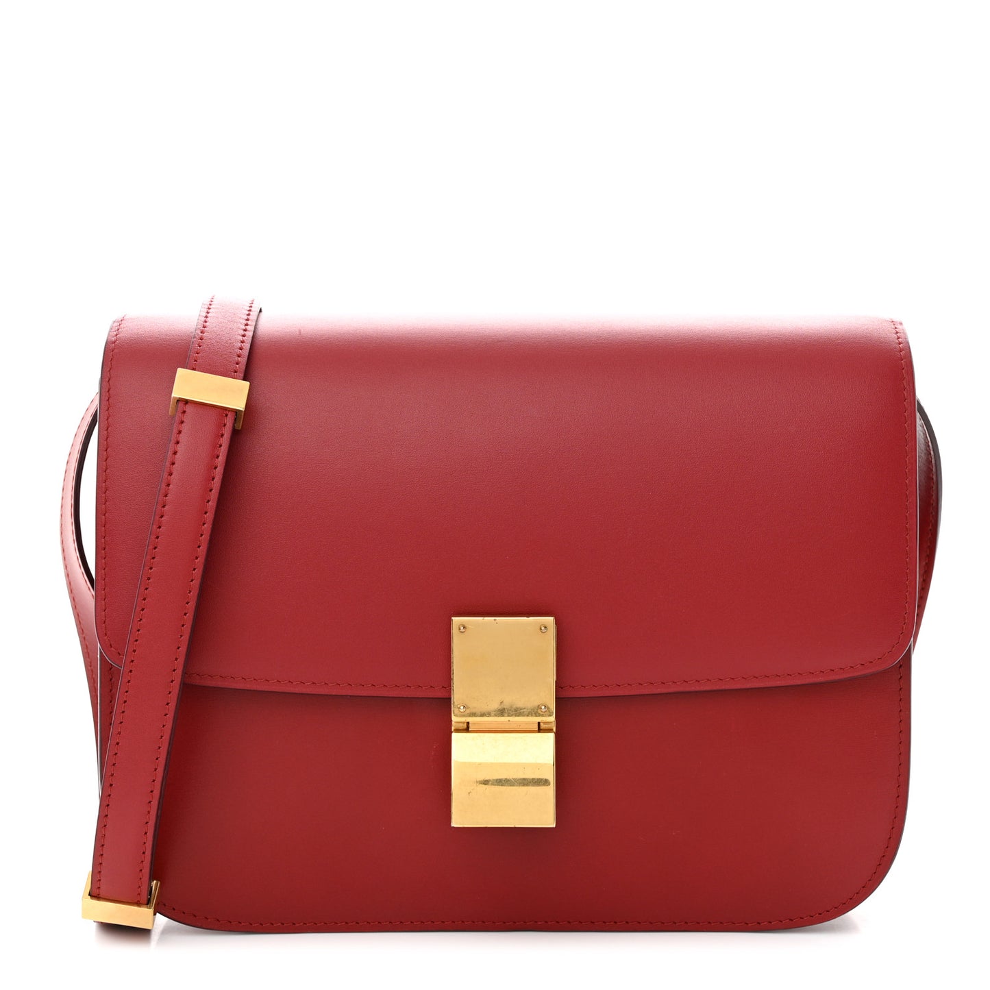 Box Calfskin Medium Classic Box Flap Bag Red