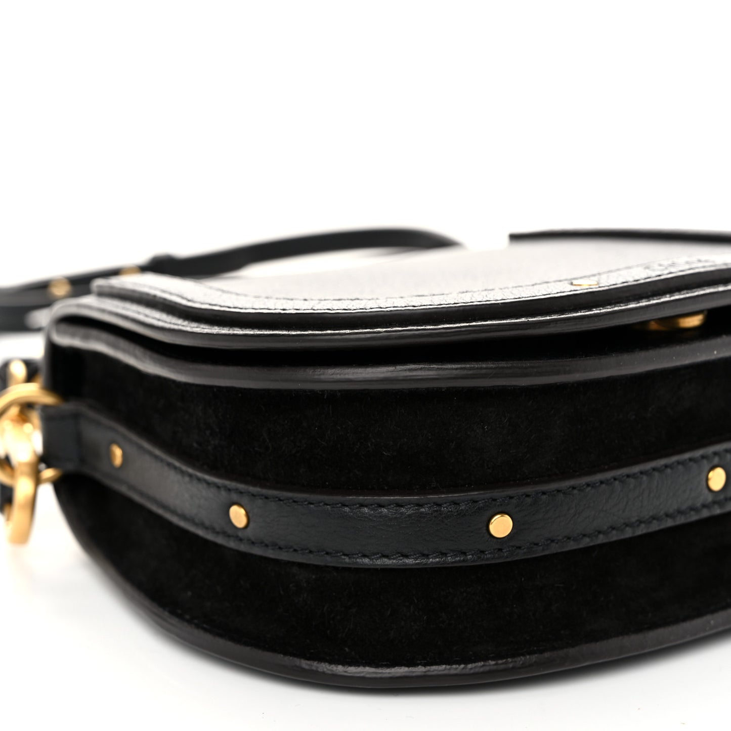 Calfskin Suede Small Nile Bracelet Bag Black