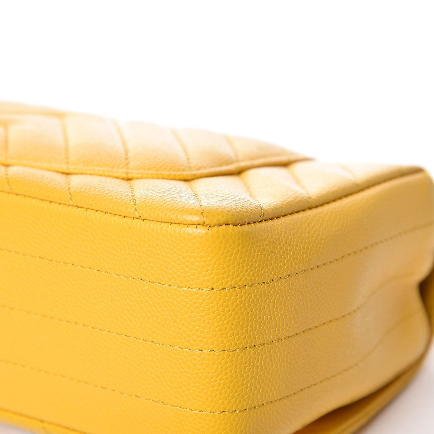 Caviar Chevron Quilted Mini Rectangular Flap Yellow
