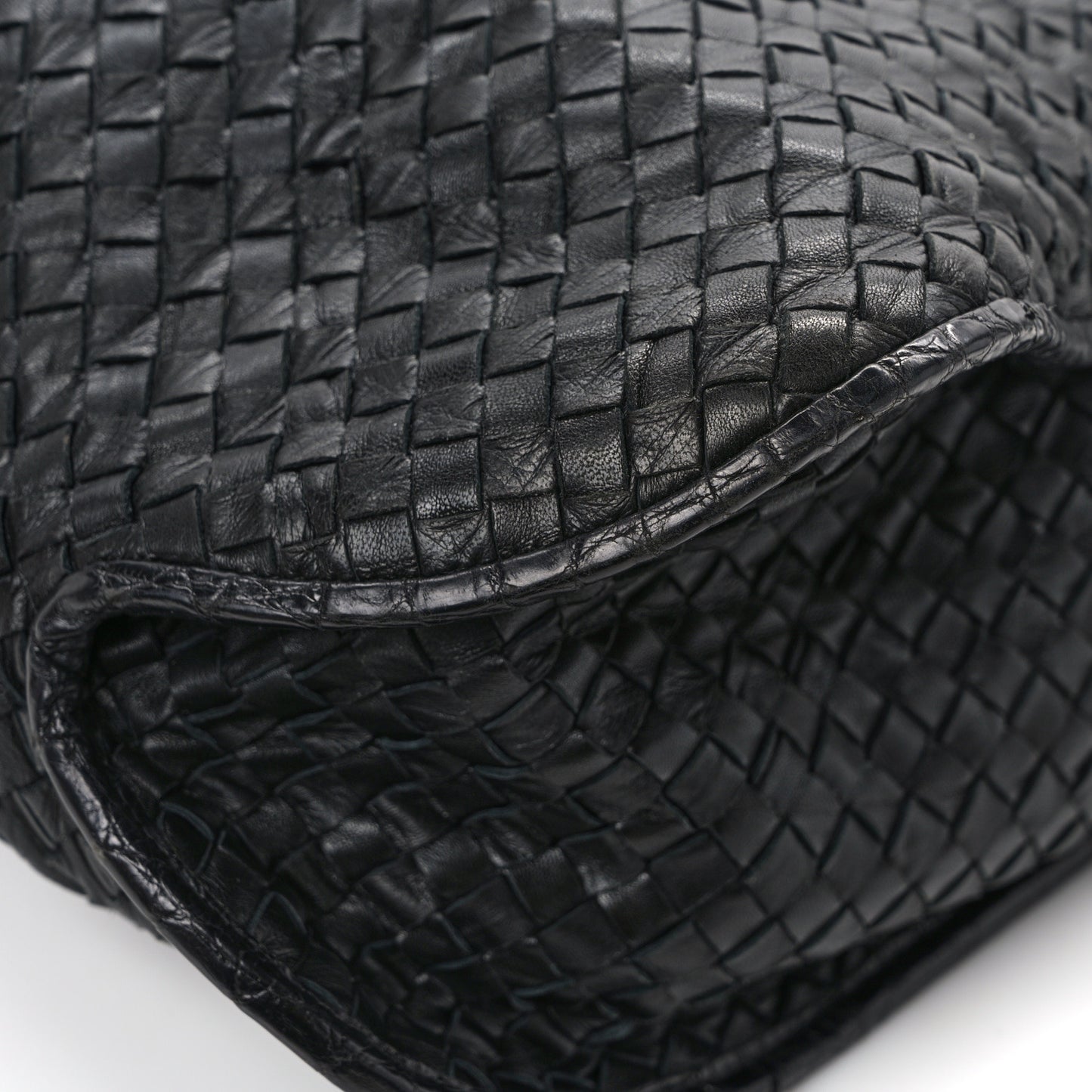 Nappa Intrecciato Alligator Hobo Black