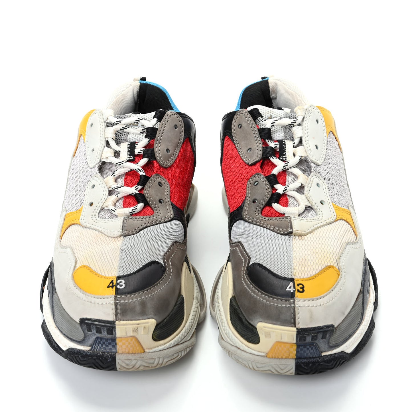 Fabric Mesh Half & Half Colorways Mens Triple S Sneakers 43 Grey Blue Rouge Jaune Black