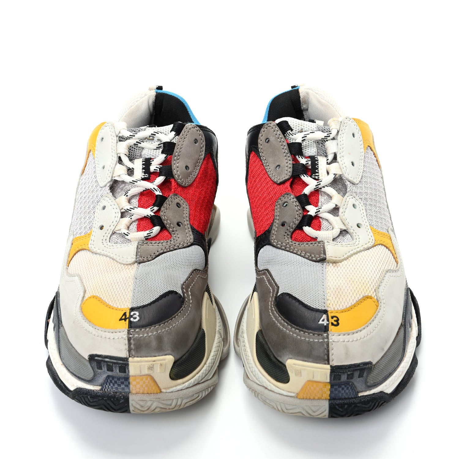 Balenciaga Fabric Mesh Half & Half Colorways Mens Triple S Sneakers 43 Grey Blue Rouge Jaune Black 5 of 10