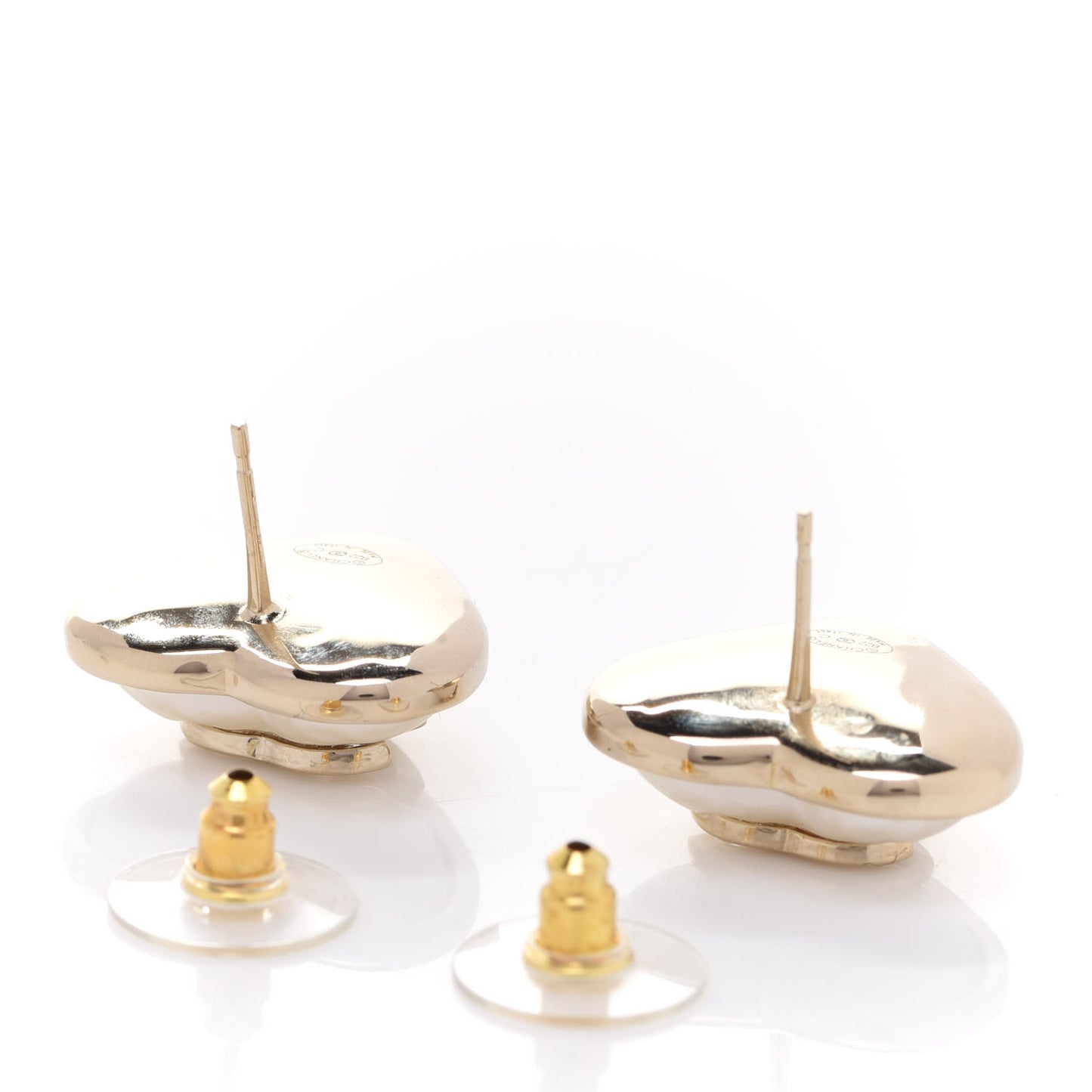 Pearl CC Heart Earrings Gold