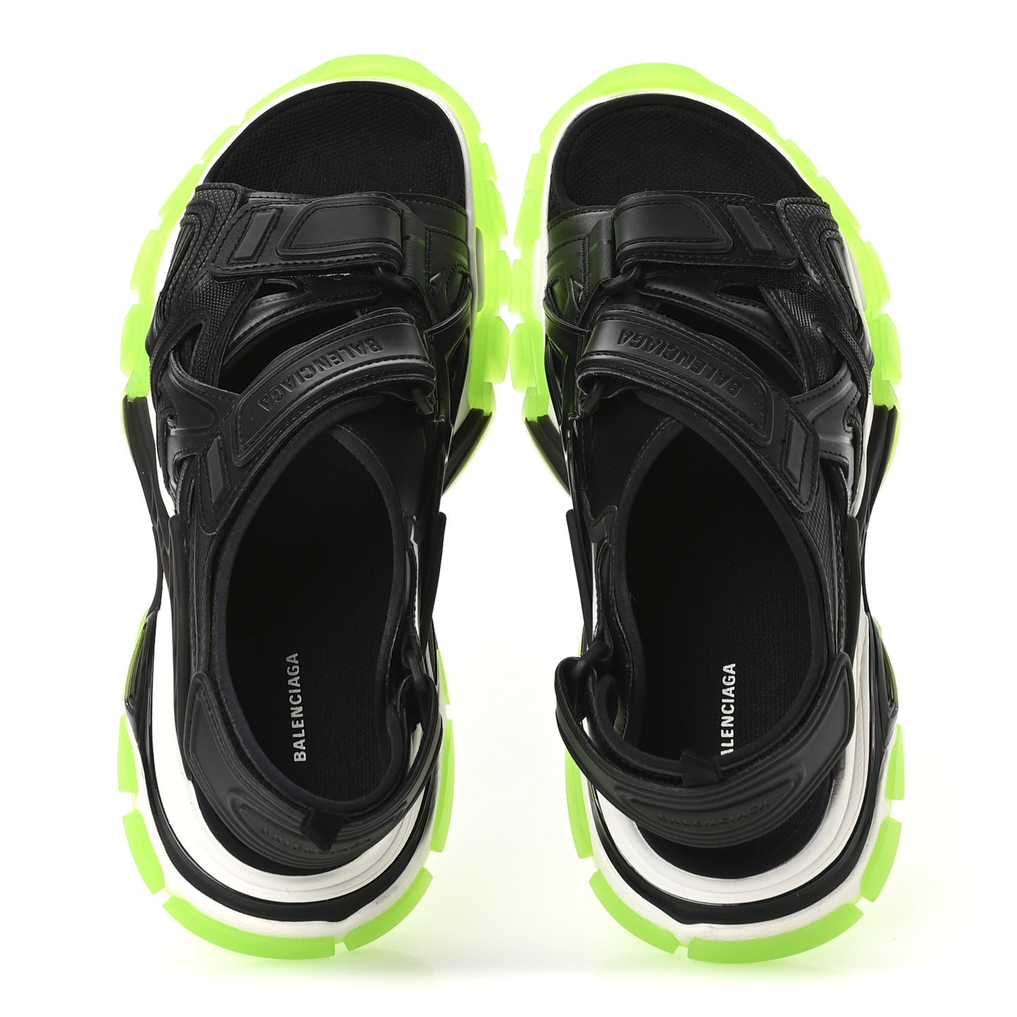 Neoprene Rubber Clear Sole Mens Track Sandals 41 Black White Fluo Green