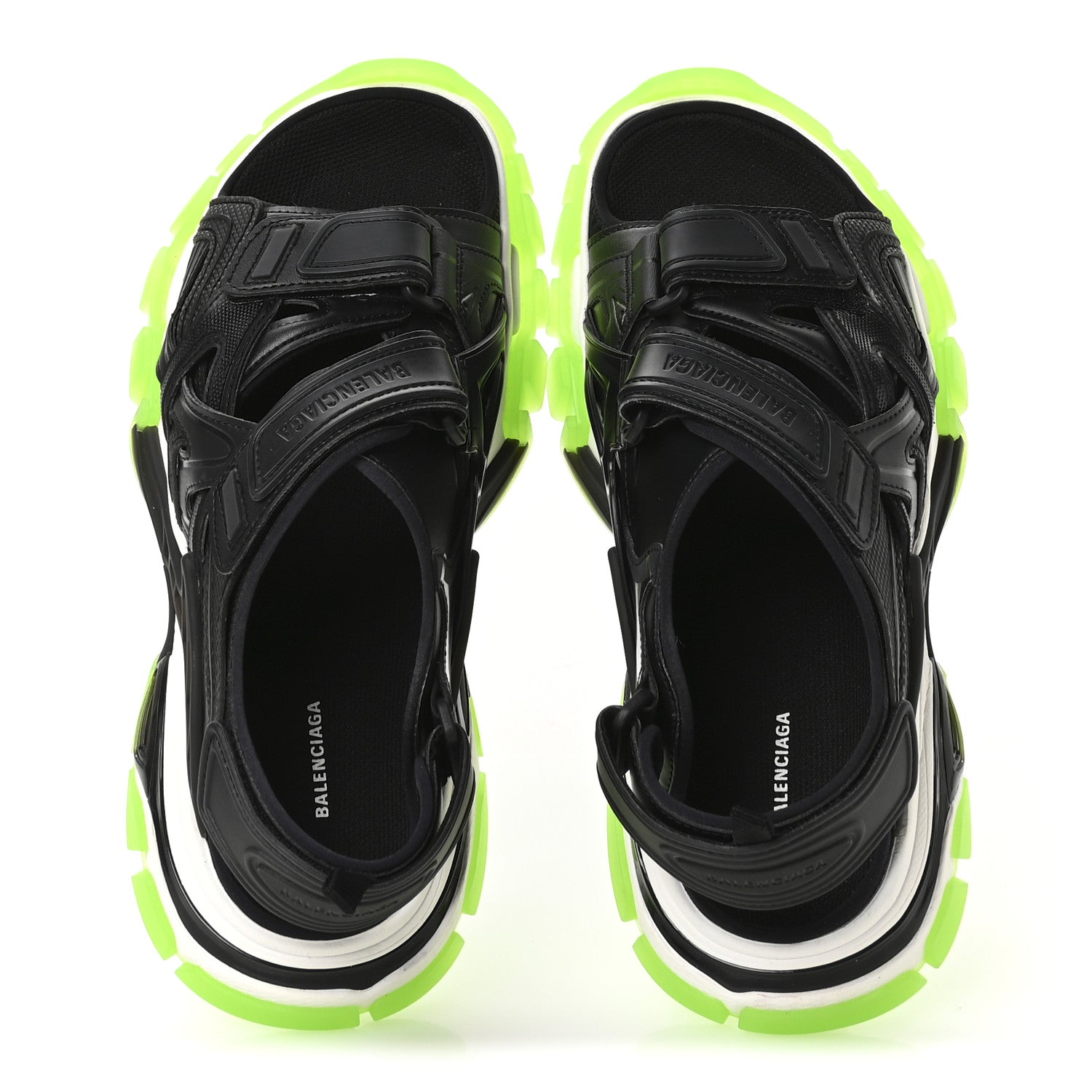 Balenciaga Neoprene Rubber Clear Sole Mens Track Sandals 41 Black White Fluo Green 2 of 8