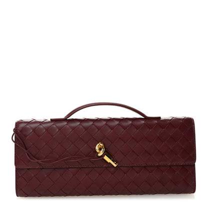 Bottega Veneta Nappa Intrecciato Long Andiamo Top Handle Clutch Barolo 1 of 6