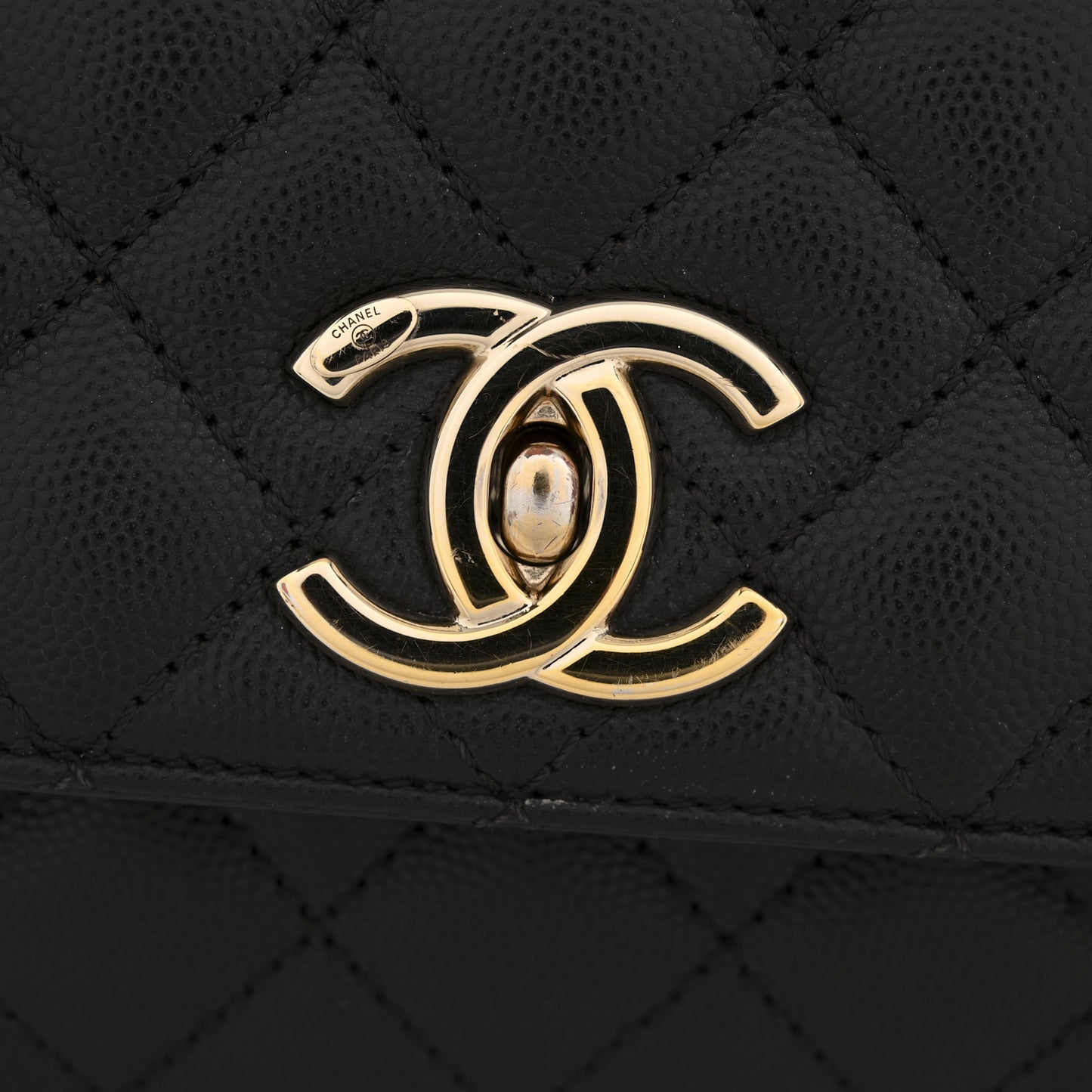 Caviar Quilted Small Coco Handle Flap Black