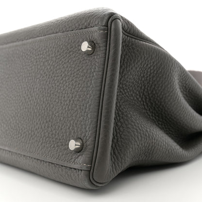 Hermes Taurillon Clemence Kelly Retourne 35 Etain Rouge Casaque 9 of 13