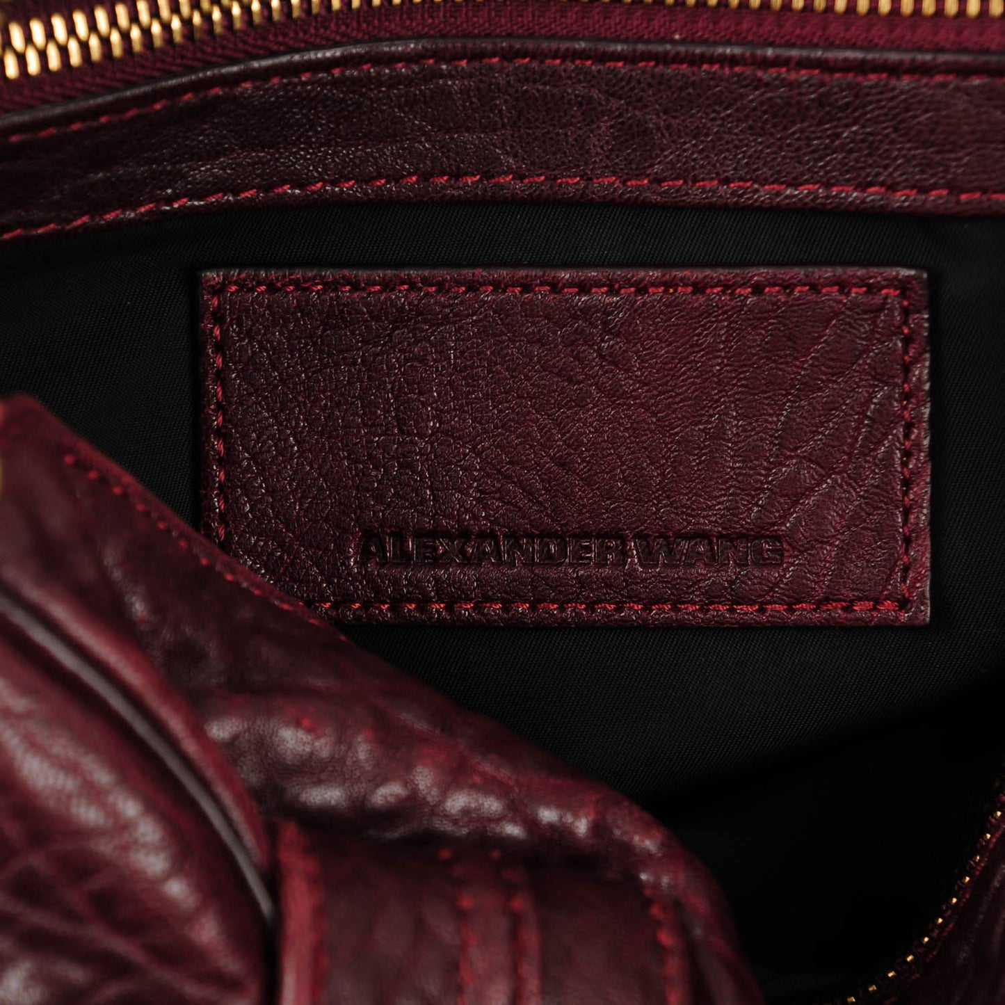Pebbled Lambskin Rocco Beet Antique Brass Hardware
