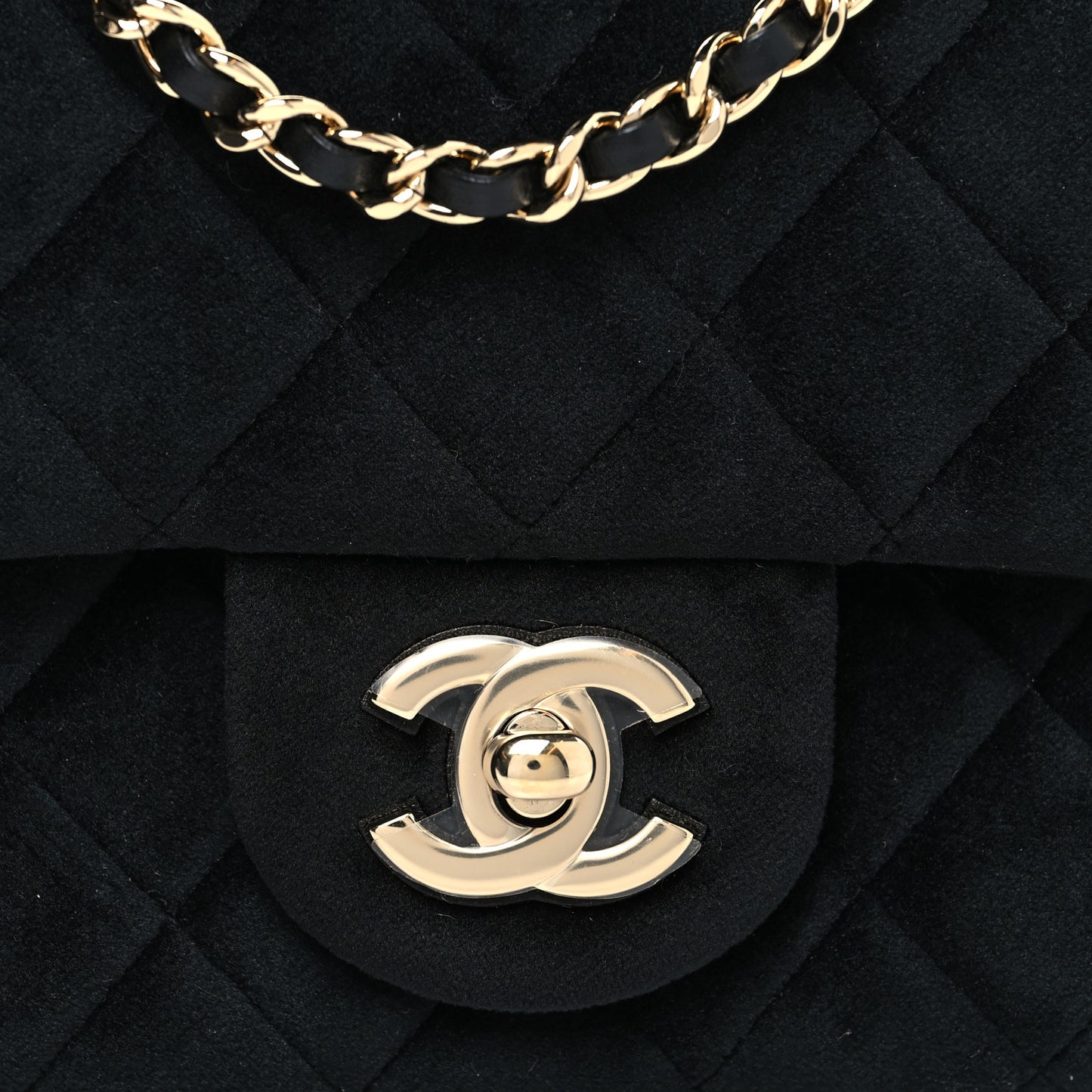 Velvet Quilted Mini Pearl Crush Flap Black