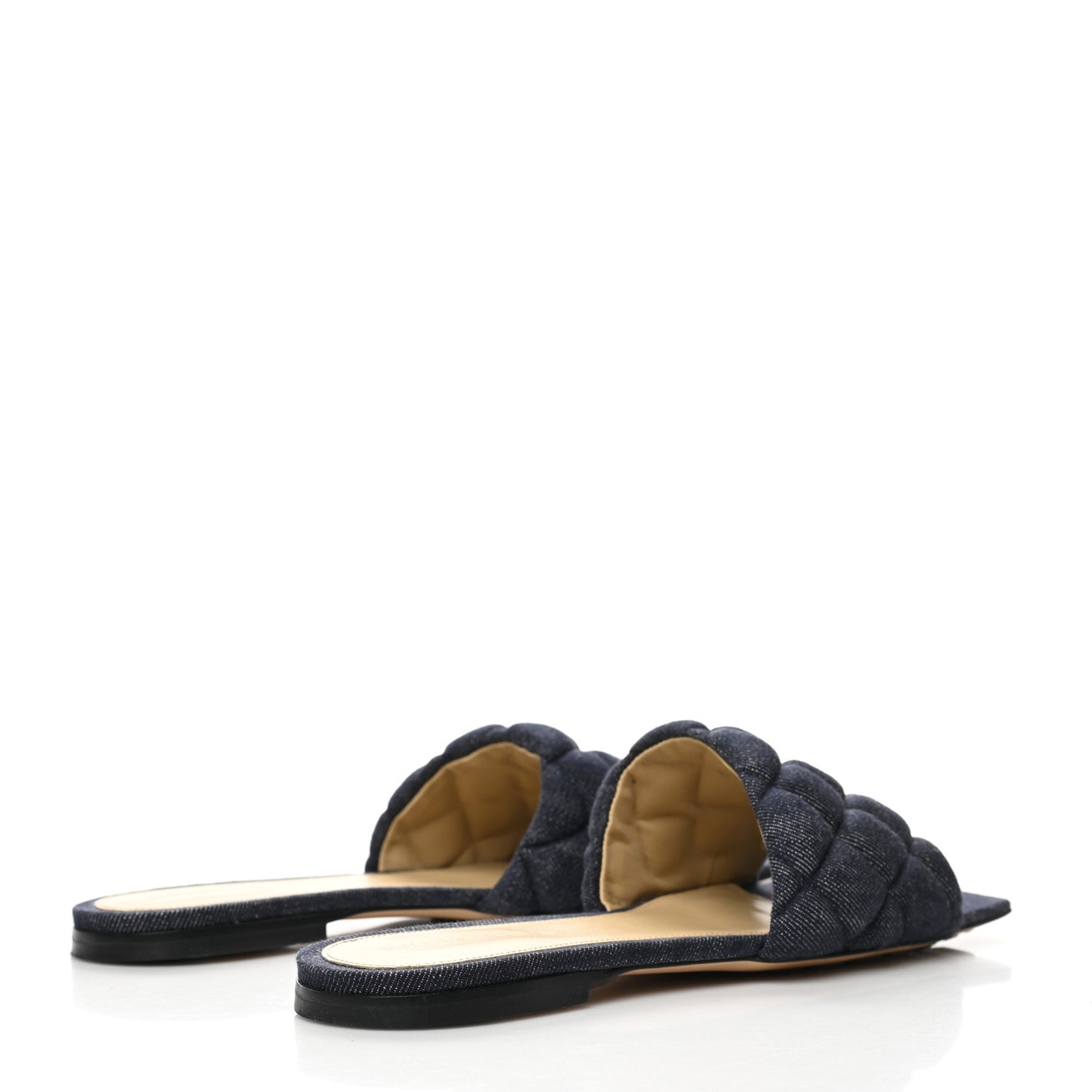 Denim Matelasse Padded Flat Sandals 38 Indigo