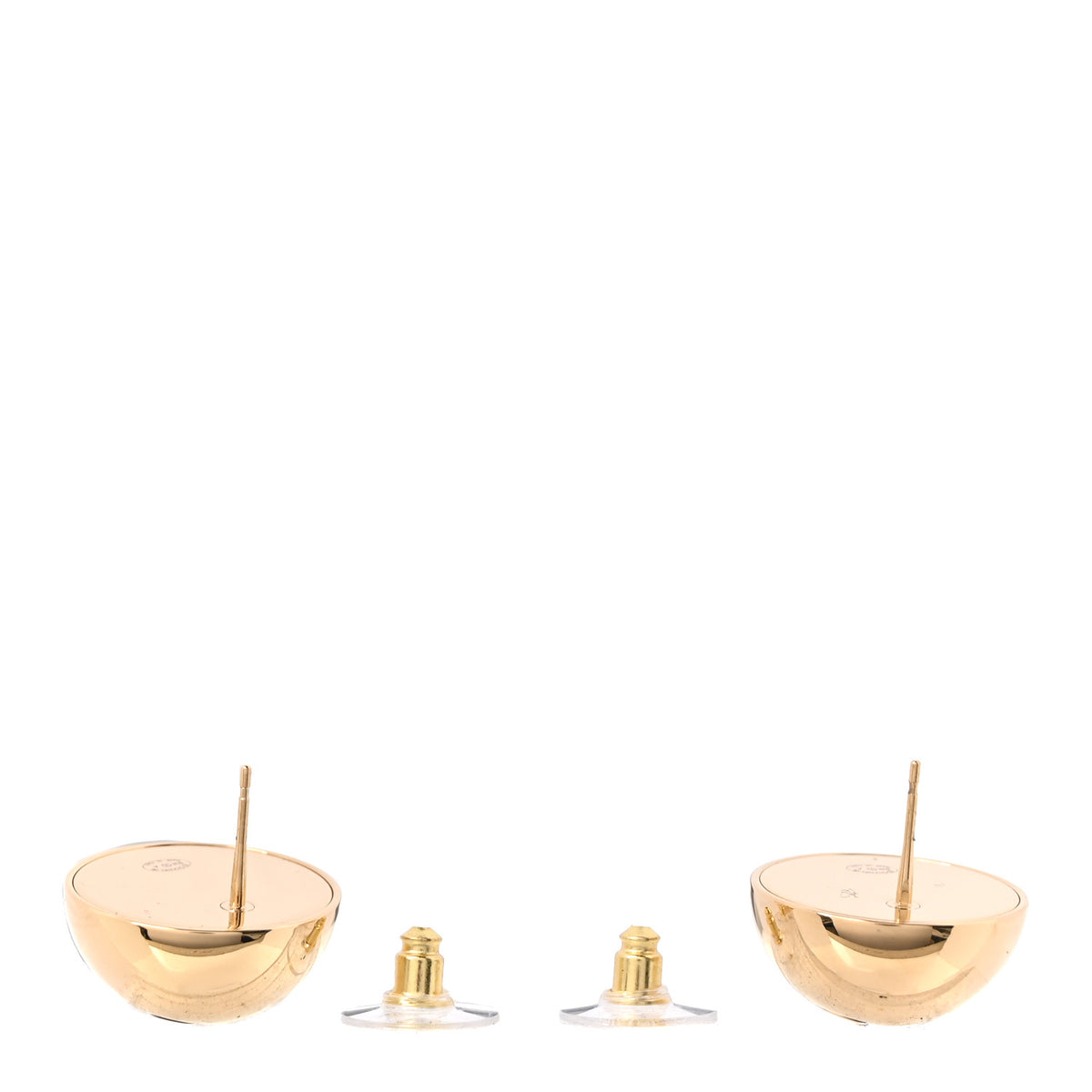 Chanel Metal Enamel CC Ball Stud Earrings Gold Black 3 of 5
