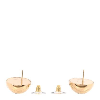 Chanel Metal Enamel CC Ball Stud Earrings Gold Black 3 of 5