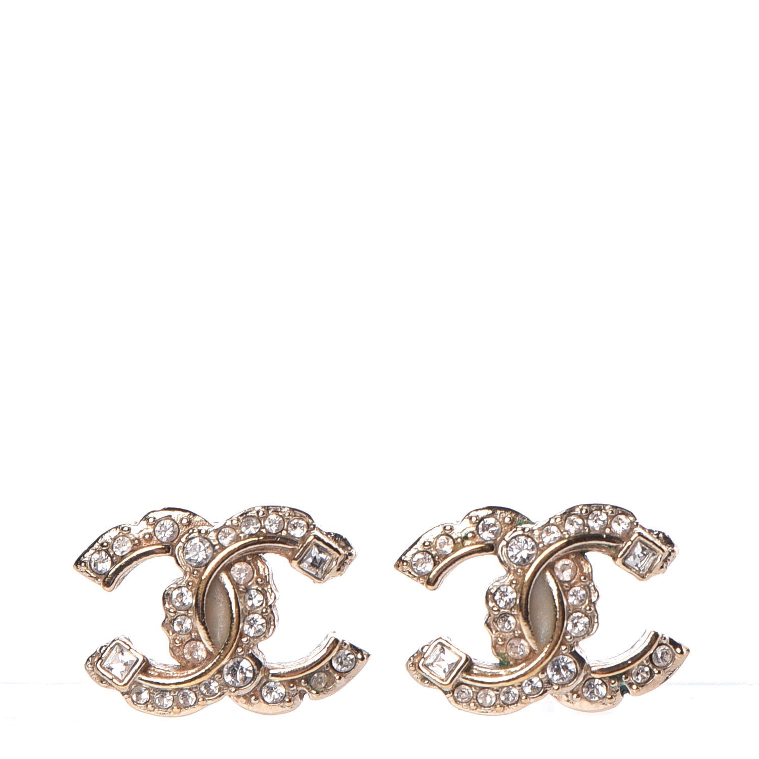 Chanel Crystal CC Earrings Gold 1 of 7