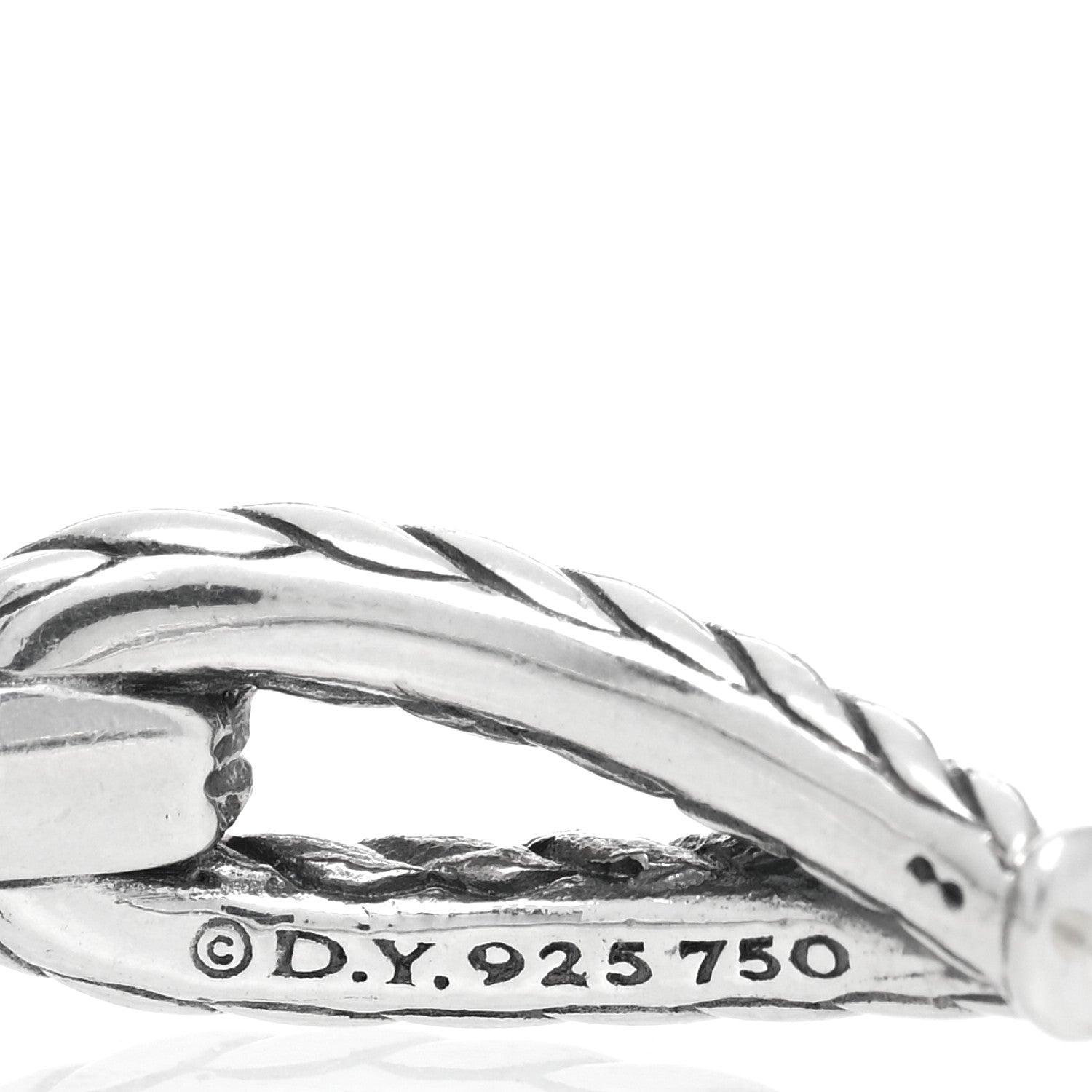 David Yurman Sterling Silver 18K Yellow Gold Cable Loop Hoop Earrings 4 of 4