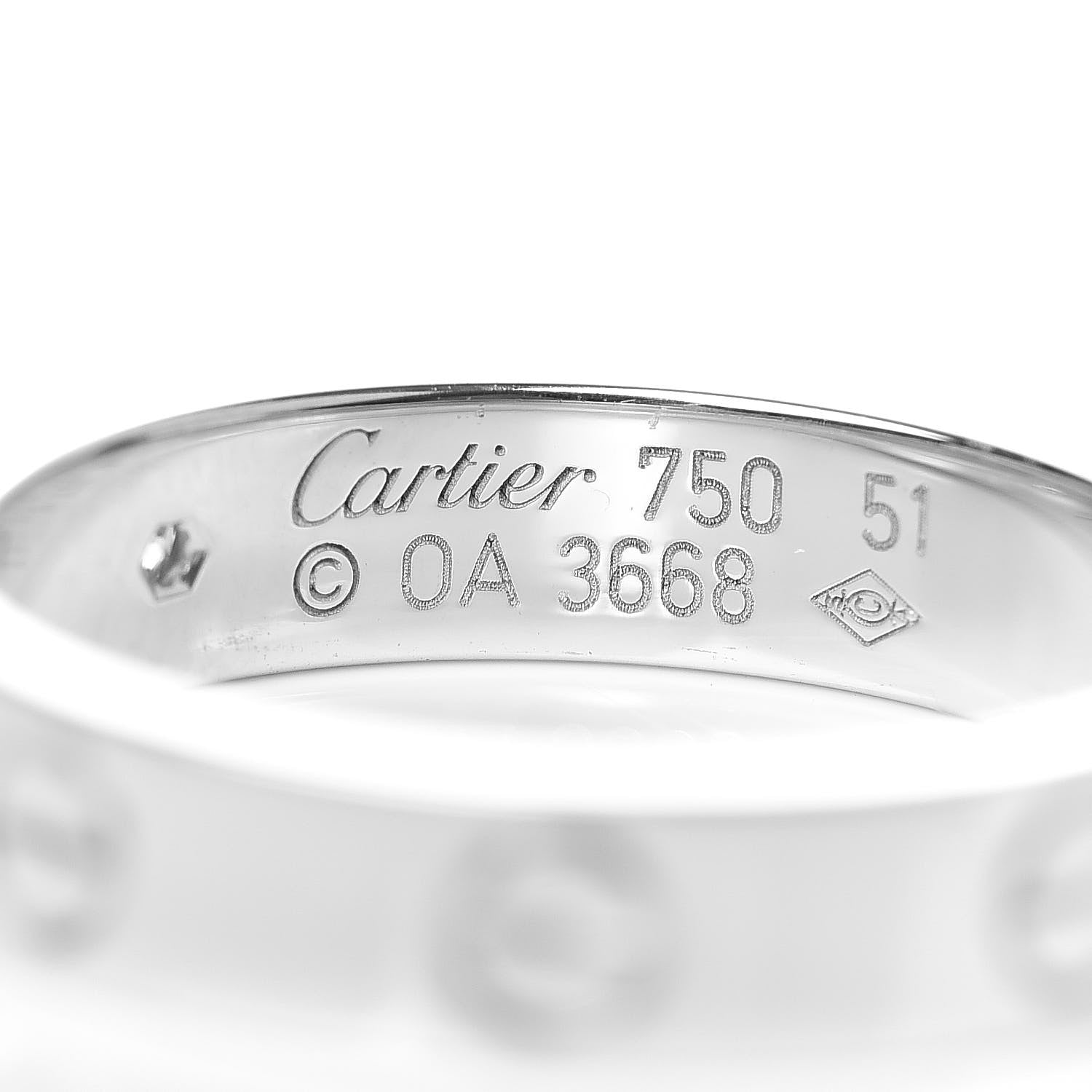 Cartier 18K White Gold Diamond 4mm LOVE Wedding Band Ring 51 5.75 4 of 4