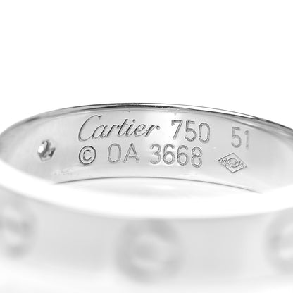 Cartier 18K White Gold Diamond 4mm LOVE Wedding Band Ring 51 5.75 4 of 4