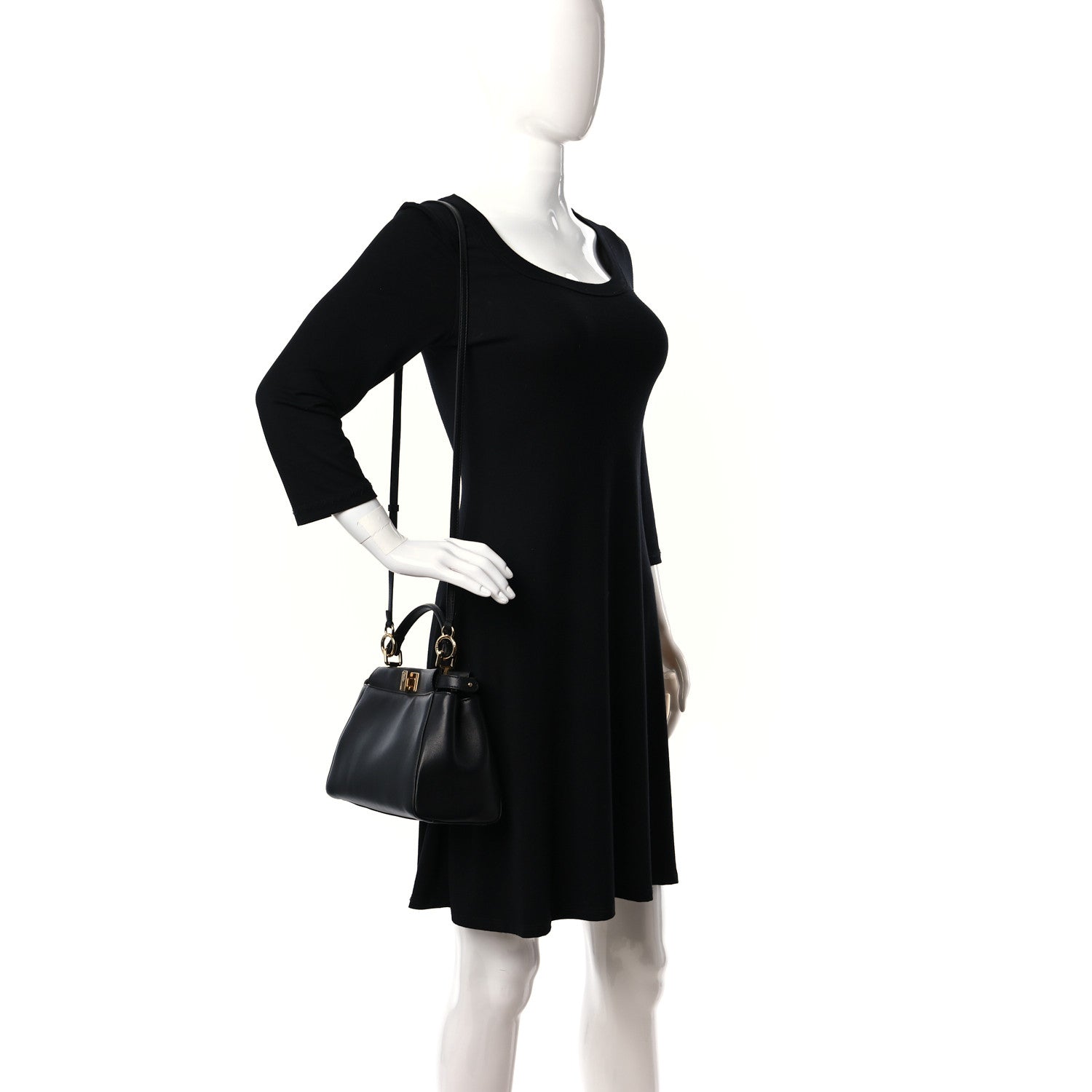 Fendi Nappa Mini Peekaboo Iconic Satchel Black 2 of 10