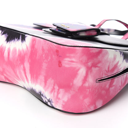 Prada City Calfskin Tie-Dye Print Large Sidonie Top Handle Bag Black 7 of 9