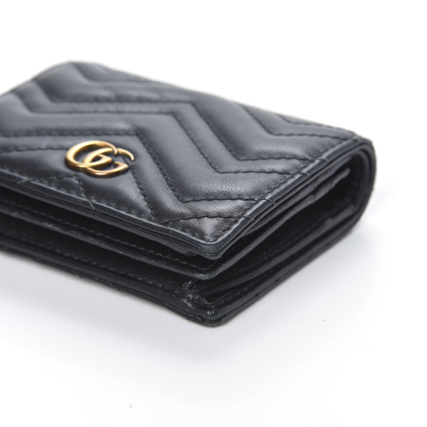 Calfskin Matelasse GG Marmont Card Case Wallet Black