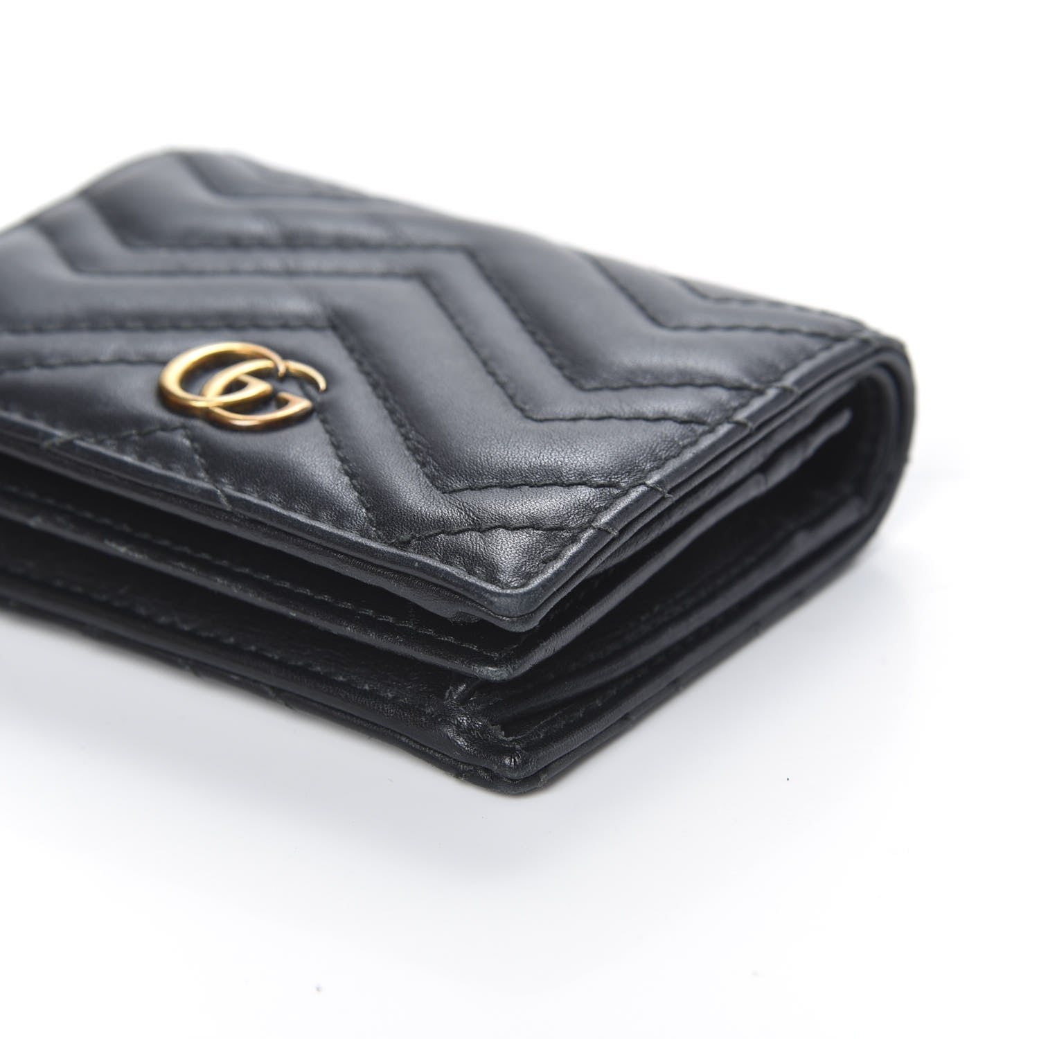Gucci Calfskin Matelasse GG Marmont Card Case Wallet Black 9 of 13