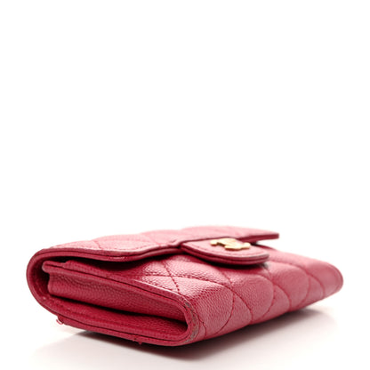 Chanel Caviar Quilted Flap Card Holder Wallet Dark Pink 4 of 11