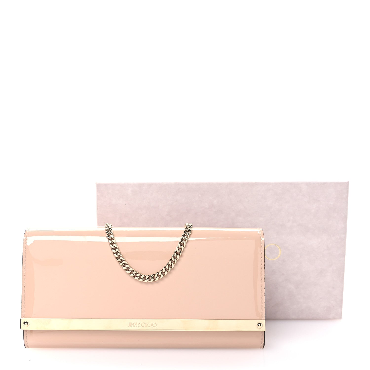 Jimmy Choo Patent Milla Wallet on Chain Powder Pink 10 of 10