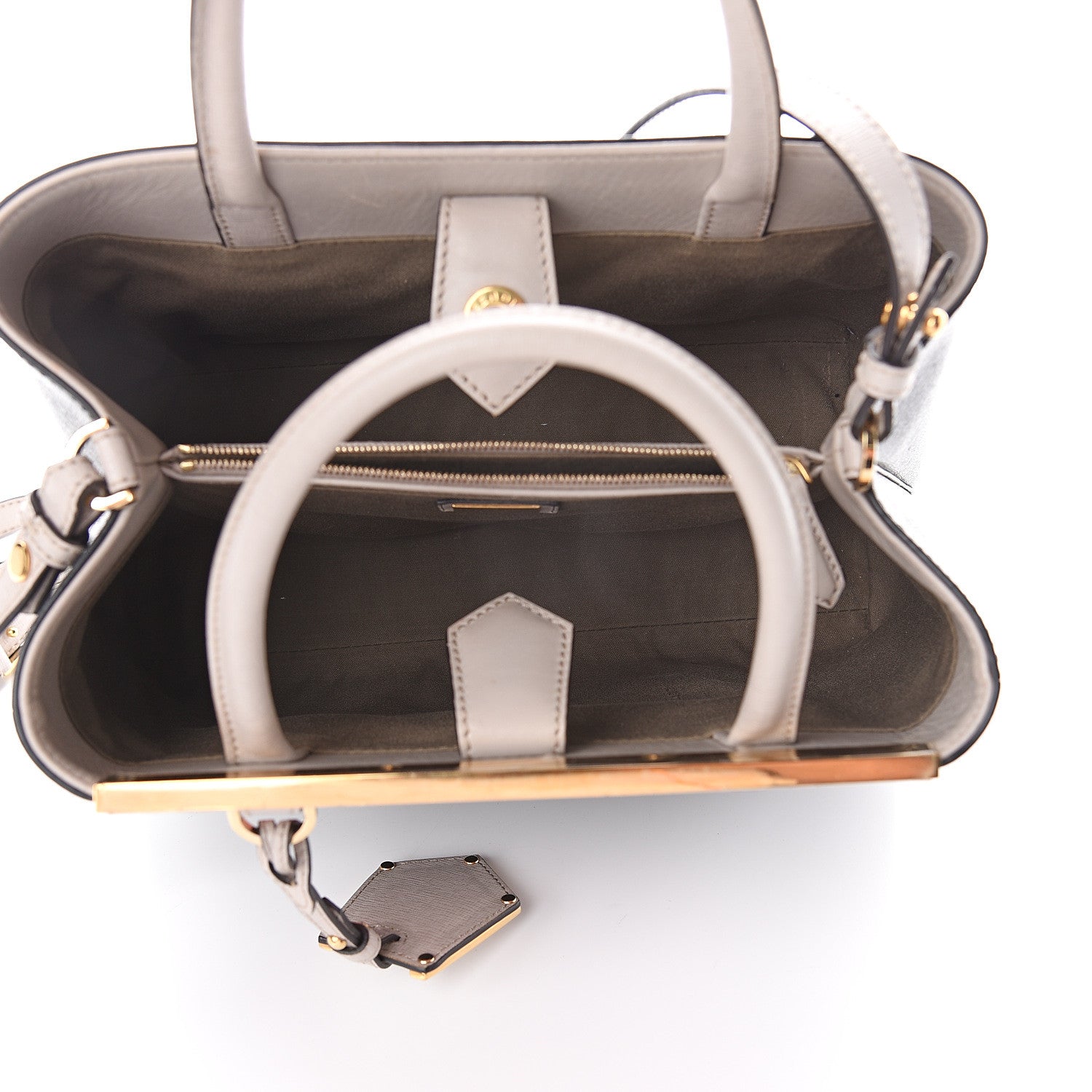 Fendi Vitello Elite Monster Petite 2Jours Tote Multicolor Black Grigio Polvere Multicolor 4 of 8