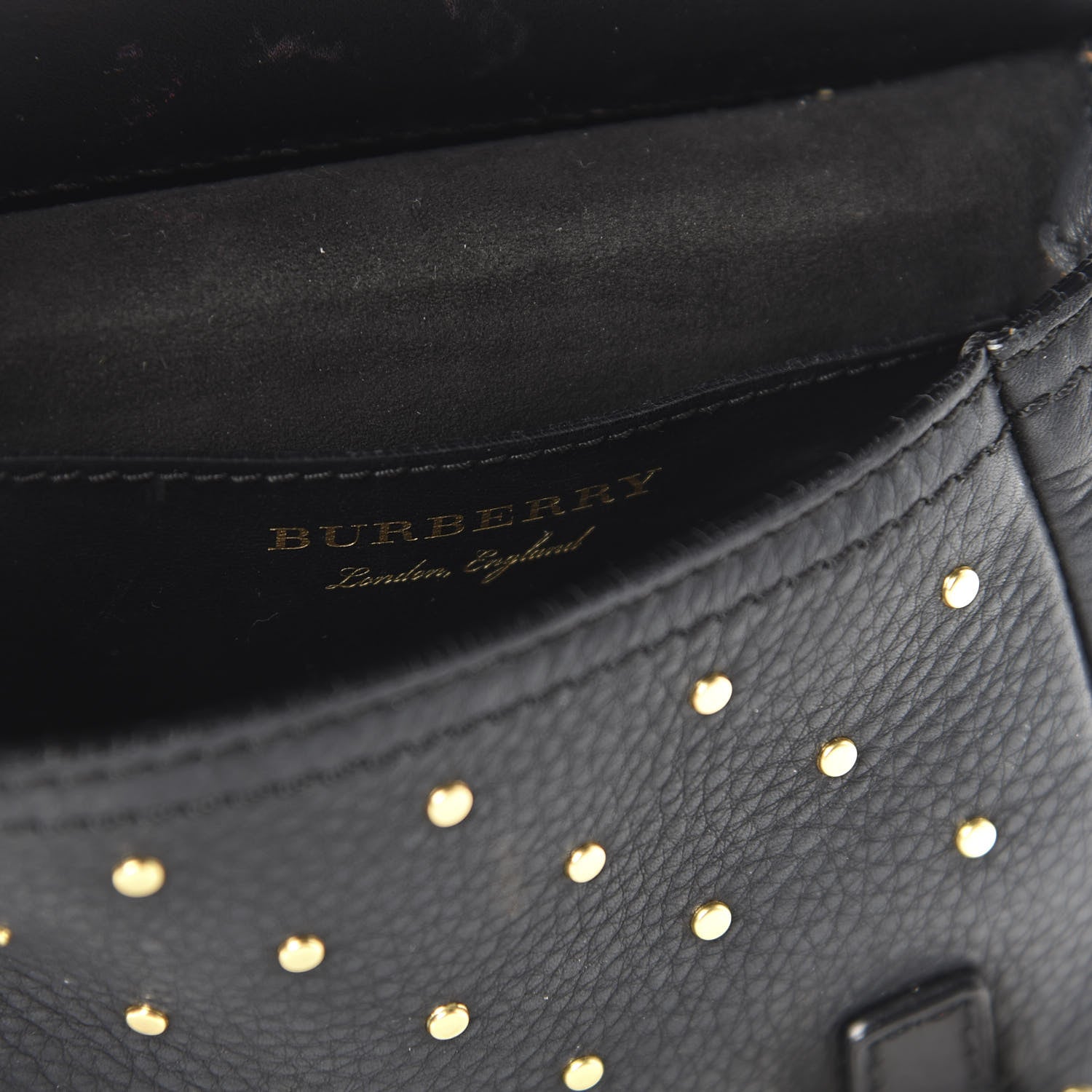 Burberry Soft Grain Calfskin Studded Baby Bridle Saddle Bag Black 8 of 13