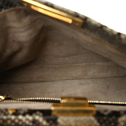 Fendi Snakeskin Medium Peekaboo Iconic Satchel Asfalto Nocciola 6 of 12