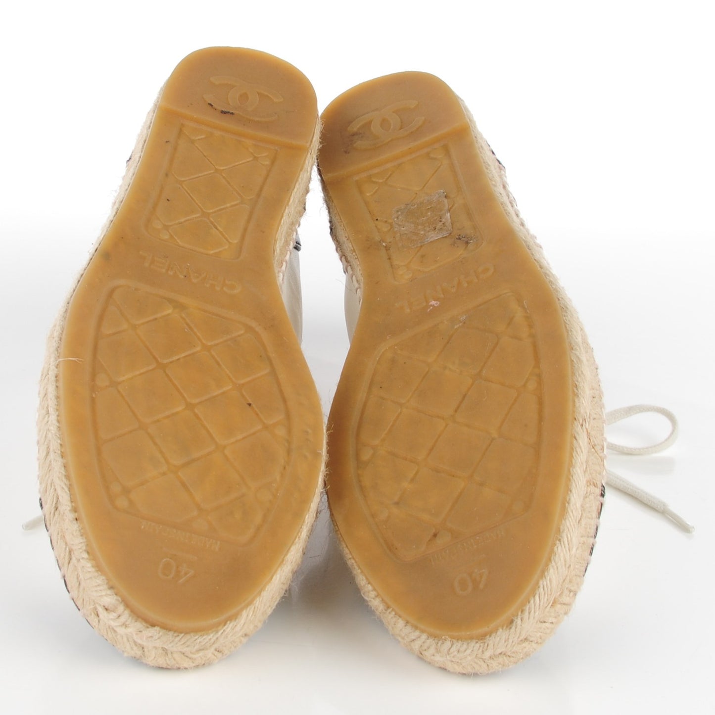 Lambskin Cap Toe Lace Up Espadrilles 40 White Black