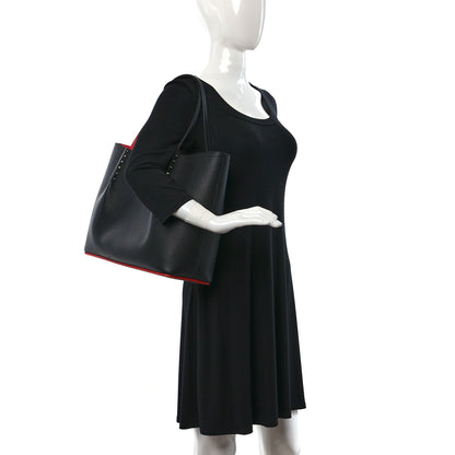 Christian Louboutin Calfskin Spiked Large Cabarock Shopper Tote Black 2 of 10