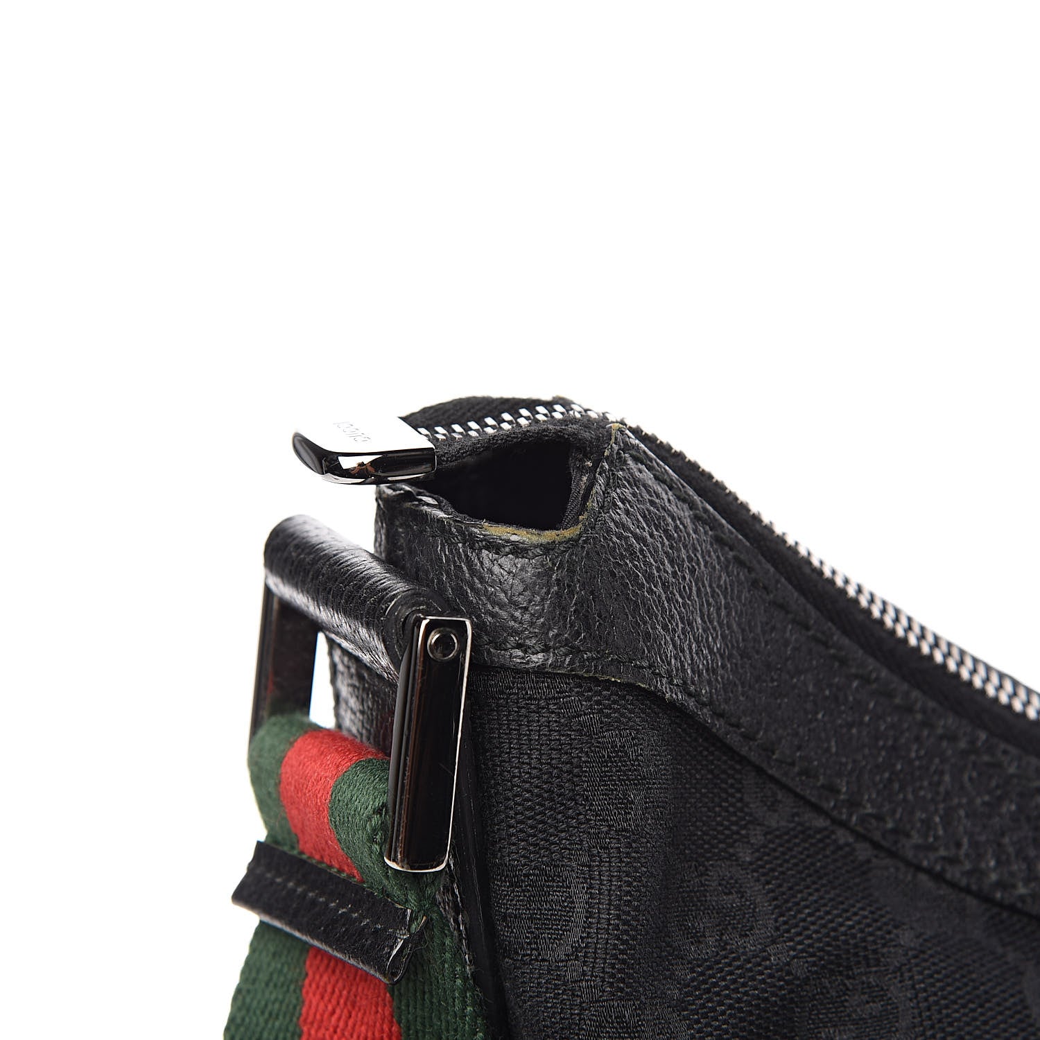 Gucci Monogram Web Medium Half Moon Hobo Black 11 of 13