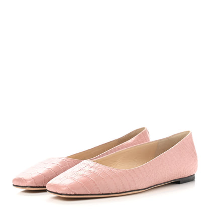 Jimmy Choo Crocodile Embossed Calfskin Mirele Ballet Flat 38 Blush 3 of 10