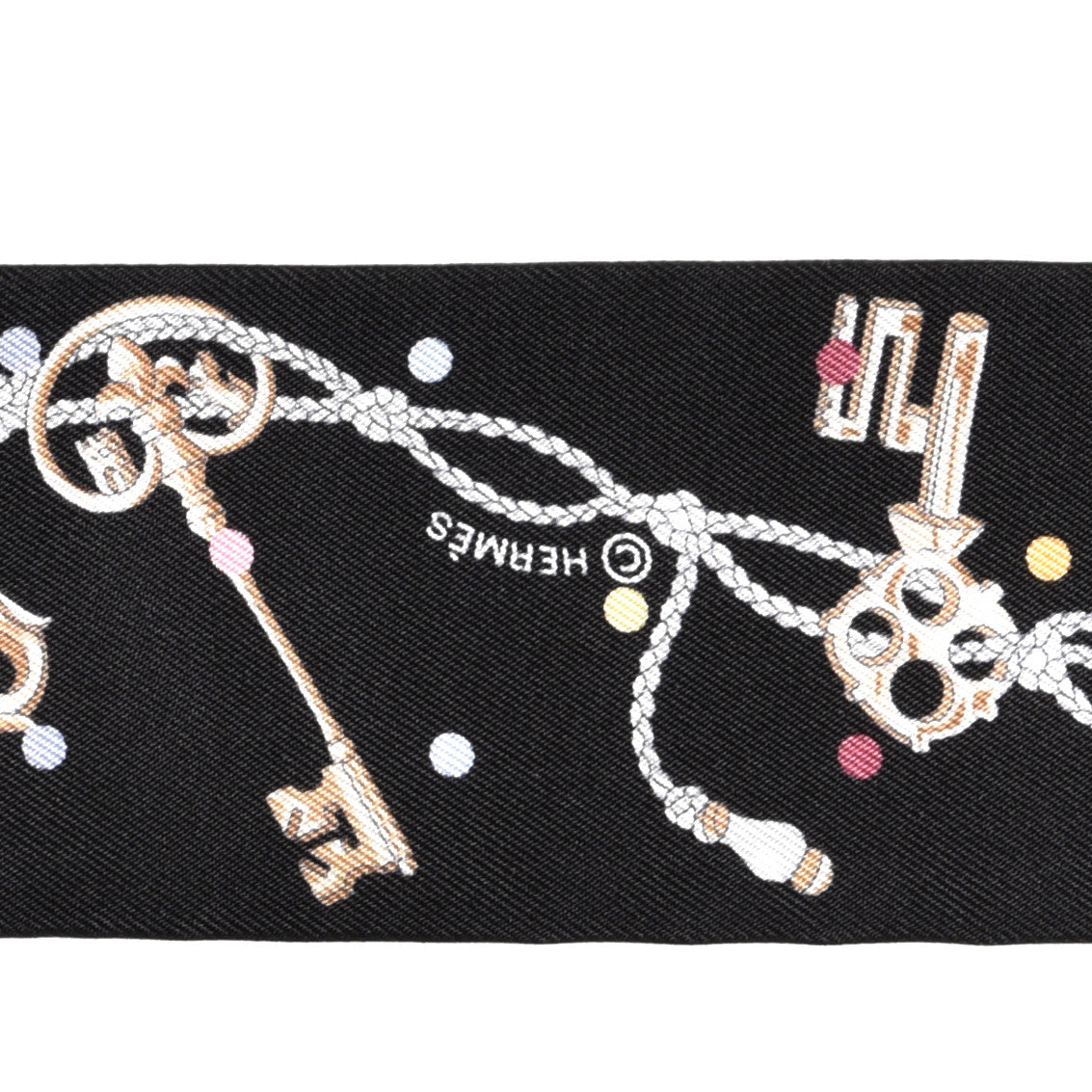 Hermes Silk Les Cles A Pois Twilly Black Beige Rose Multicolor 3 of 4
