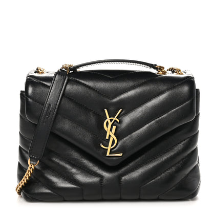 Saint Laurent Calfskin Y Quilted Monogram Small Loulou Chain Satchel Black 1 of 11