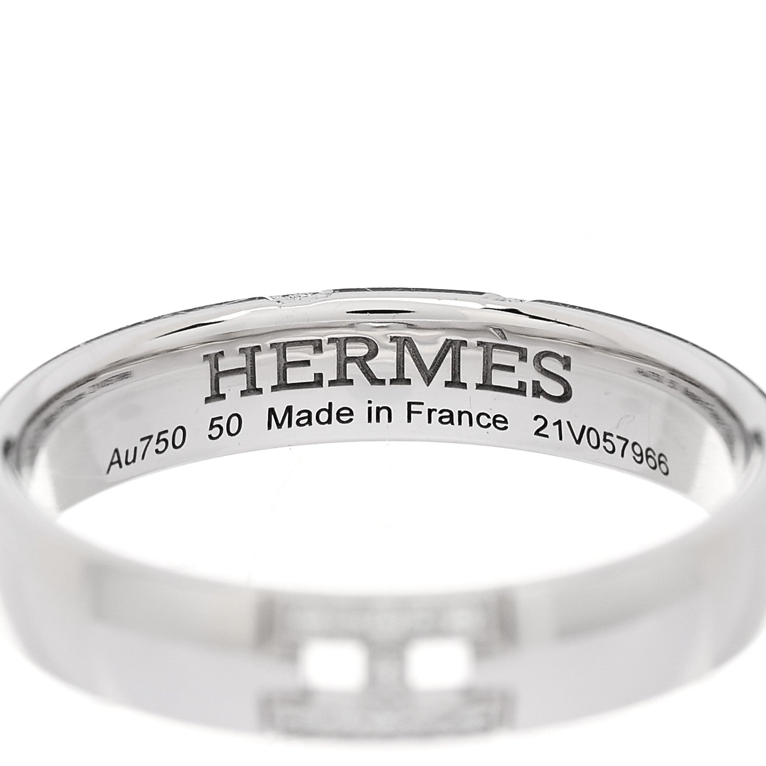 Hermes 18K White Gold Diamond Ever Herakles Wedding Band Ring 50 5.25 4 of 4