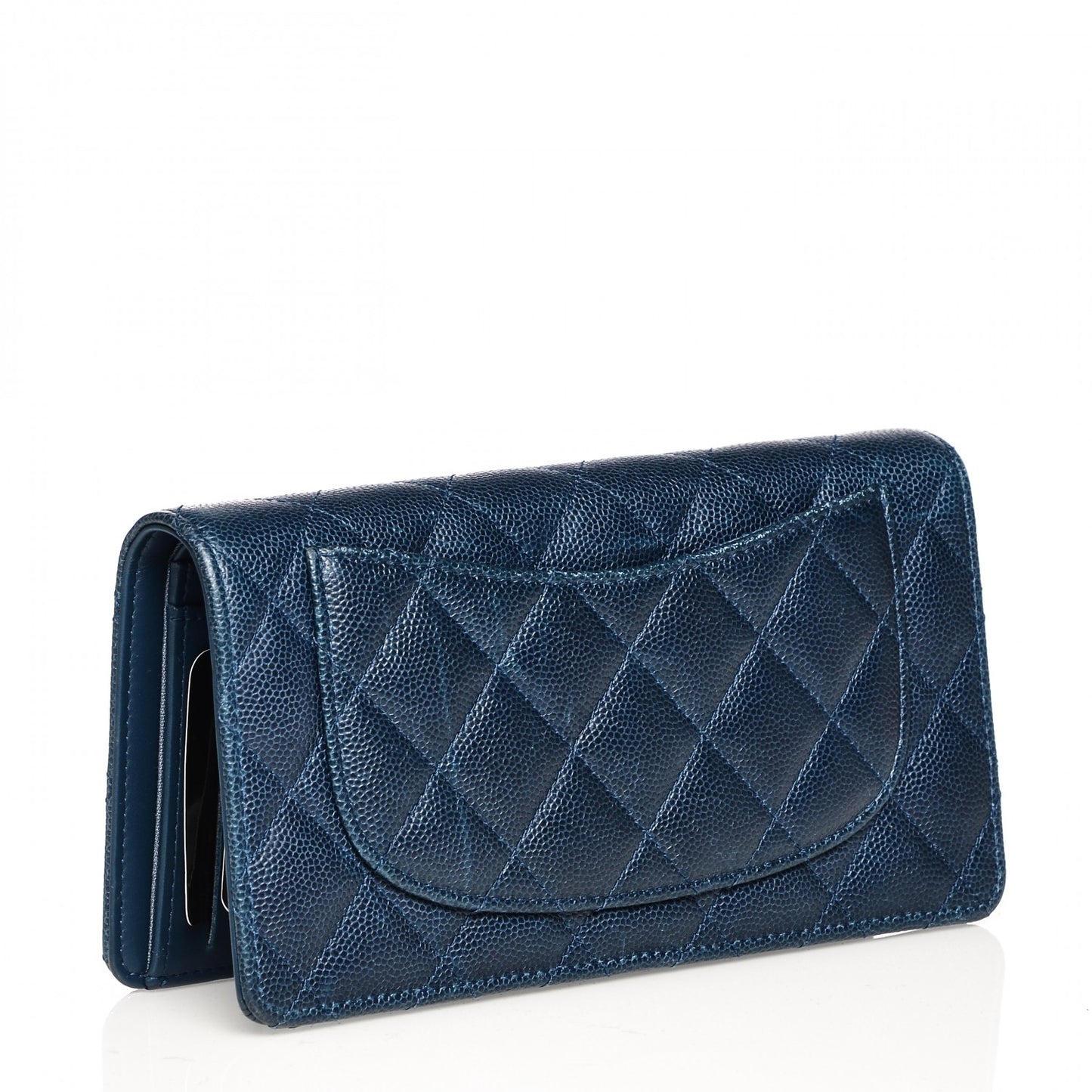 Caviar Quilted Yen Wallet Dark Blue