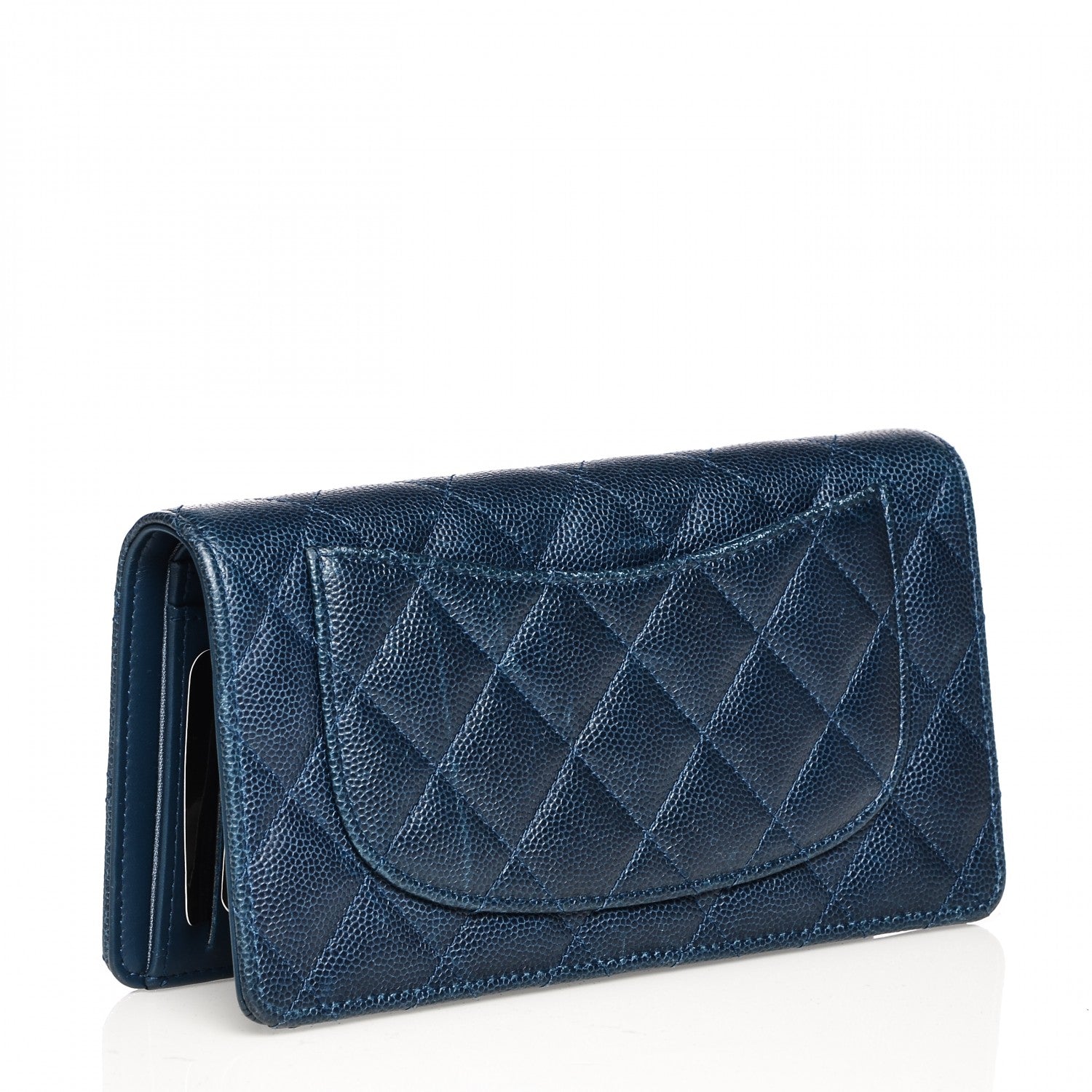 Chanel Caviar Quilted Yen Wallet Dark Blue 3 of 11