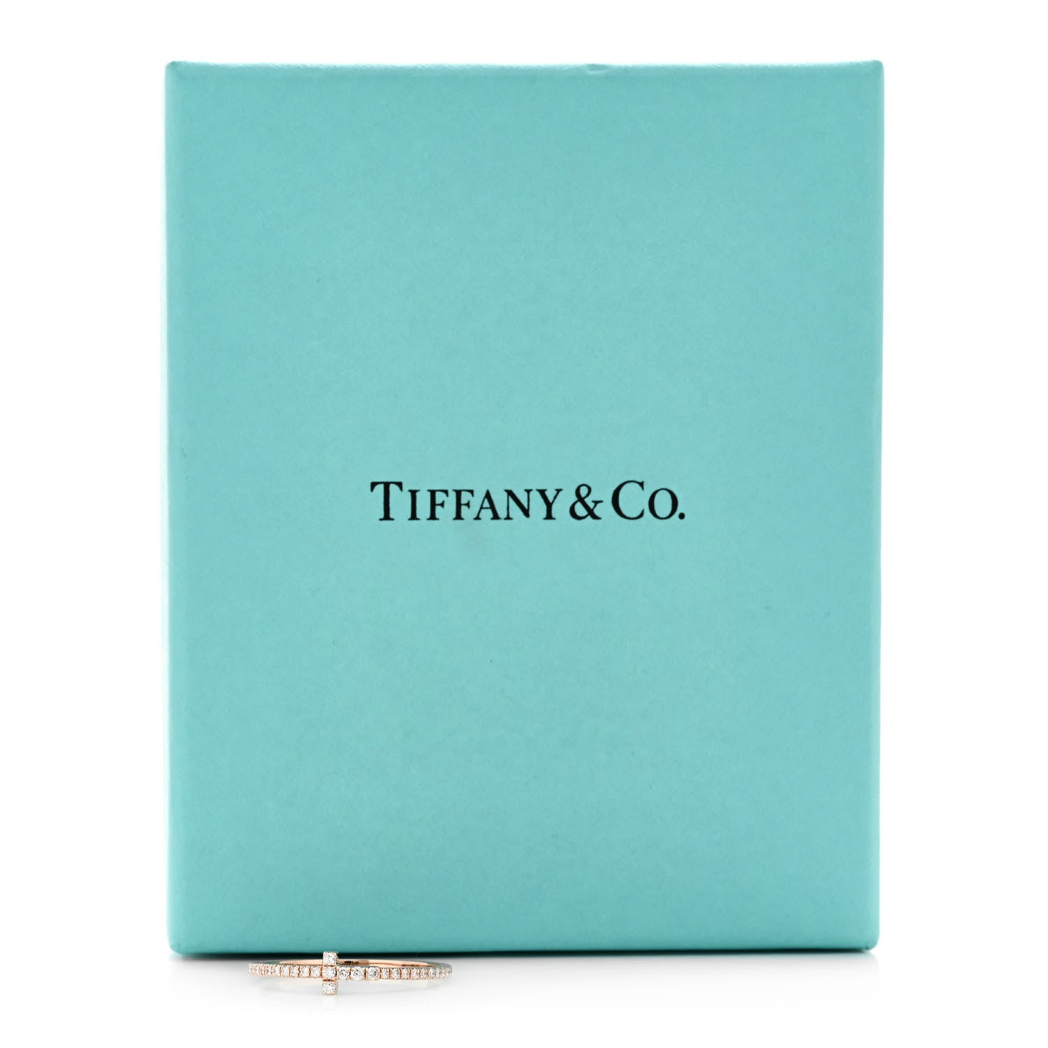 Tiffany 18K Rose Gold Diamond T Wire Pave Ring 59 8.75 5 of 5