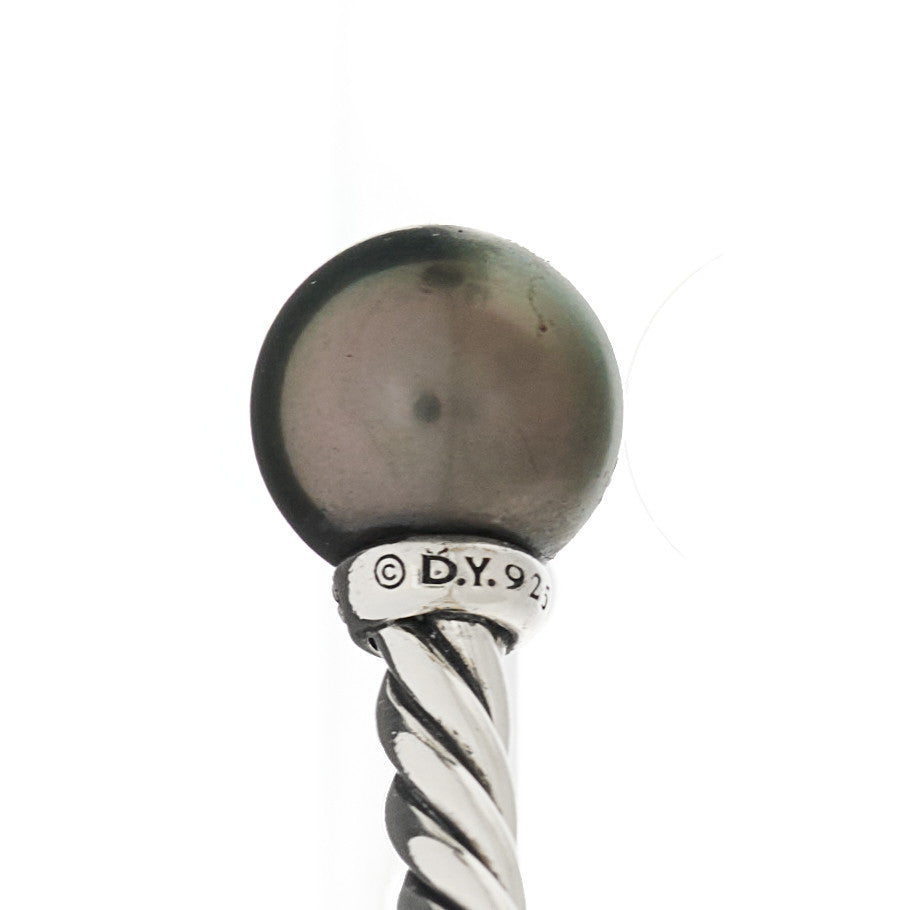 David Yurman Sterling Silver Diamond Tahitian Pearl 9.5-10mm Solari Bracelet 4 of 4