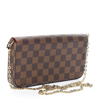Louis Vuitton Damier Ebene Pochette Felicie Chain Wallet 3 of 9